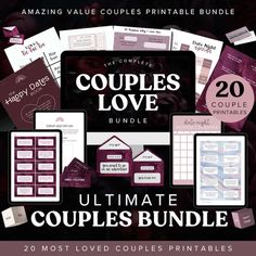 the ultimate couples love bundle includes 20 printable valentine's cards, envelopes and more