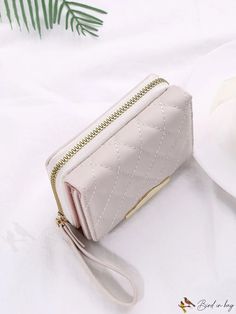 BirdinBag - Stylish Trifold Zipper Womens Wallet with Quilted Detail and Small Pocket Daily Use Coin Purse With Zipper Closure, Trendy Pouch Wallets With Zipper Closure, Trendy Zipper Closure Pouch Wallets, Trendy White Wallet With Zipper Closure, Trendy White Wallets With Zipper Closure, Beige Pouch Coin Purse With Zipper, Beige Pouch Coin Purse With Zipper Closure, Versatile Wallet With Zipper Closure In Pouch Shape, Trendy Bifold Coin Purse With Zipper Closure