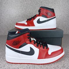 Nike Air Jordan 1 Mid Chicago (2020)Sneakers Men's Size 8.5 - Fits A Women's 10 Brand New With Box I Ship Same Or Next Day Of Purchase. Fast Shipping Check Out My Reviews And Purchase With Confidence. * These Sneakers Are Brand New With Original Box And Were Released In 2020 So They Are Not Available Anywhere In Store. Price Is Firm. Custom Leather Mid-top Sneakers With Air Max Cushioning, University Red High-top Nike Air Force 1, University Red Custom Sneakers With Air Max Cushioning, University Red Leather Sneakers With Air Max Cushioning, Air Jordan 1 Mid Chicago, Jordan 1 Mid Chicago, Nike Air Jordan 1 Mid, Jordan Red, Stylish Mens Outfits