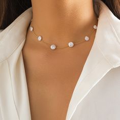 Material: Imitation pearl Fashion Element: Round Style: Europe and America Pearl Drop Chain Necklace For Party, Party Pearl Chain Necklace With Pearl Charm, Pearl Clavicle Chain Necklace, Party Pearl Charm Chain Necklace, Pearl Chain Necklace With Pearl Charm For Parties, Baroque Pearl Chain Necklace For Party, Baroque Pearl Necklace For Parties, Pearl Drop Necklaces For Party, Round Pearl Drop Necklace For Party