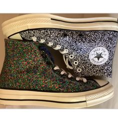 Nwt Size Unisex Us M11.5 W13.5 Converse Chuck High Top X J.W. Anderson Glitter Pack - Multicolor Double Lace Color, Logo And Glitter Accent, 164697c, Made In Vietnam, Upper Synthetic, Lining Textile, Outsole Rubber Low-top Glitter Sneakers For Sports, Sporty Glitter Sneakers With Round Toe, Casual Multicolor Glitter Sneakers, Sporty High-top Glitter Sneakers, Metallic Glitter Lace-up Sneakers, Glitter Accents Sneakers For Streetwear With Round Toe, Glitter Accent Sneakers For Streetwear With Round Toe, Glitter Accented Sneakers For Streetwear With Round Toe, Metallic High-top Sneakers With Speckled Midsole