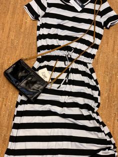 This black and white maxi dress is so soft. Pair it with a crossbody HOBO bag. Black And White Maxi Dress, Black White Maxi Dress, Hobo Crossbody Bag, White Maxi Dress, Striped Maxi Dresses, White Maxi