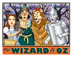 the wizard of oz poster with three characters