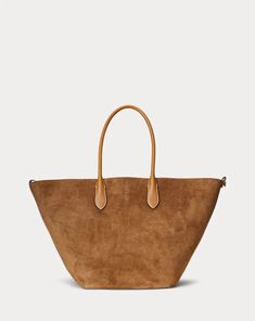 Leather-Trim Suede Large Bellport Tote Suede Tote, Luxury Accessories, Leather Trim, Handbag Accessories, Leather Trims, Summer Vibes, Face Mask, Fine Jewelry, Ralph Lauren