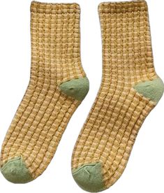 aesthetic plaid pattern socks, grid print socks, cute socks, yellow socks, cozy socks boogzel Warm Casual Beige Socks, Casual Warm Beige Socks, Comfortable Yellow Winter Socks, Trendy Knitted Socks For Spring, Casual Beige Knitted Socks, Trendy Yellow Winter Socks, Trendy Yellow Socks, Y2k Socks, Socks Y2k