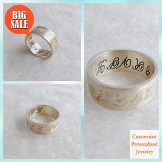 Brushed silver Ring,Edwardian Ring Silver,Personalized Name Ring,Wedding Date Ring,Band Ring,Engraved Monogrammed Ring,Custom Jewelry #ChristmasGift #MonogramRing #SilverMonogramRing #SilverBandRing #3InitialRing #SprayPaintRing #WeddingDateRing #ModernLettersRing #GoldBandRing #PersonalizedRing Victorian Rings With Engraving Option For Anniversary, Victorian Engraved Rings For Marriage, Ornate Silver Engraved Promise Ring, Victorian Engraved Ring With Decorative Band For Anniversary, Ornate Silver Engraved Ring For Promise, Engraved White Gold Jewelry For Marriage, Antique Engraved Rings For Marriage, Ornate Engraved Ring For Anniversary, Heirloom Engraved Silver Bands