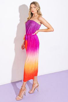 A printed woven midi tube dress, fully pleatedDetails:Self : 100% PolyesterLining : 100% PolyesterSize & Fit- Model is 5`8" And Wearing Size Small- Measurements Taken From Size Small- Approx. Length: 44" Summer Strapless Pleated Midi Dress, Spring Pleated Midi Strapless Dress, Summer Pleated Purple Maxi Dress, Purple Pleated Midi Dress For Summer, Multicolor Pleated Midi Dress For Summer, Pleated Multicolor Midi Dress For Summer, Spring Multicolor Strapless Maxi Dress, Multicolor Strapless Maxi Dress For Spring, Multicolor Strapless Midi Dress For Vacation