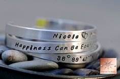 Made to Order  Personalized Hand Stamped by HeartAndSolDesigns, $13.00 Aluminum Bracelets, Customised Bracelets, Mens Sterling Silver Necklace, Handstamped Bracelet, Handmade Gold Jewellery, Stamped Bracelet, Outlander Fan, Jewelry Quotes, Design Stamps