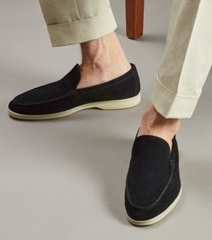 Brabion Unlined Capri Suede Loafer – Black Casual Slip-on Dress Shoes With Contrast Sole, Galas Slip-on Tassel Loafers With Rubber Sole, Casual Tassel Loafers With Plain Toe For Galas, Casual Plain Toe Tassel Loafers For Galas, Slip-on Oxfords With Rubber Sole For Galas, Slip-on Tassel Loafers With Rubber Sole, Slip-on Tassel Loafers With Rubber Sole And Round Toe, Leather Sole Slip-on Loafers For Galas, Casual Tassel Loafers With Round Toe For Galas