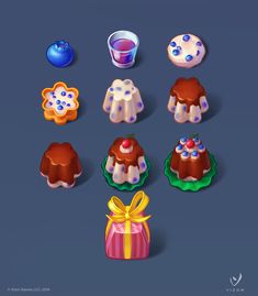 a bunch of different types of cakes and pastries