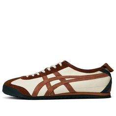 Onitsuka Tiger Mexico 66 'Cacao Brown' 1183C076-102 Brown Retro Custom Sneakers For Streetwear, Retro Brown Sneakers For Streetwear, Casual Brown Custom Sneakers With Rubber Sole, Casual Brown Custom Sneakers With Gum Sole, Classic Brown Sneakers With Vulcanized Sole, Casual Brown Custom Sneakers With Leather Sole, Brown Lace-up Custom Sneakers With Vulcanized Sole, Brown Vulcanized Lace-up Custom Sneakers, Casual Brown Sneakers With Gum Sole