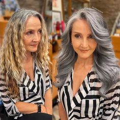 Female Long Gray Hairstyle Grey Brown Hair, Gray Balayage, Granny Hair, Grey Hair Transformation, Grey Highlights, Salt And Pepper Hair, Grey Hair Inspiration, Professional Hair Color, Beautiful Gray Hair