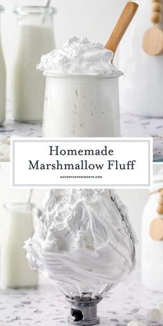 homemade marshmallow fluff in a glass bowl