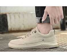 Outsole Material: PU Casual Walking Shoes With Vulcanized Sole And Round Toe, Casual Suede Walking Shoes For Streetwear, Casual Suede Lace-up Walking Shoes, Casual Beige High-top Lace-up Shoes, Casual Beige Round Toe Sneakers, Casual Beige Walking Shoes With Round Toe, Casual Walking Sneakers With Stitched Sole, Casual Suede High-top Lace-up Shoes, Casual Walking Shoes With Cushioned Footbed