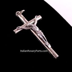 Simple Elegant Rosary Crucifix Pendant | Italian Rosary Parts www.ItalianRosaryParts.com Silver Crucifix Necklace For Formal Occasions, Formal Silver Crucifix Cross Necklace, Elegant Adjustable Rosary With Crucifix, Adjustable Elegant Crucifix Rosary, Sterling Silver Spiritual Rosary With Crucifix, Elegant Silver Crucifix Rosary, Silver Crucifix Collectible Jewelry, Infant Of Prague, Lady Of Fatima