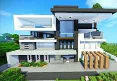 an image of a modern house in minecraft