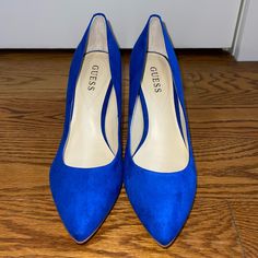 ***Brand New Never Worn*** Vibrant Cobalt Blue Color Suede Material (Except Heel) Originally: $99 Size: 8.5m *Note: Includes Original Box And Packaging! Blue Suede Heels With 4-inch Heel, Blue High Heel Heels For Workwear, Blue High Heels For Work, Blue Block Heel With Branded Insole, Blue Closed Toe Heels With Branded Insole, Blue Stilettos, Snake Heels, Blue Suede Heels, Sparkle Heels