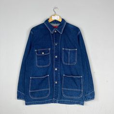 Vintage Rare NAVY BLUE Denim Chore Jacket Vintage Navy Blue French Workwear Jean Jacket Navy Blue Workers Full Button Jacket Unisex CONDITION :- ✅GOODUSED CONDITION. ✅NO STAINS  ✅HAVE A HOLE ITEM DESCRIPTION:- ✅SIZE: M-XL ✅MATERIAL : DENIM ✅THIS USED & VINTAGE ITEMS, SO DON'T EXPECTED IT TO BE LIKE NEW CONDITION!! MEASUREMENT:- ✅ARMPIT TO ARMPIT : 23.5 INCH ✅LENGTH BACK COLOR/NECK TO HEM : 29 INCH ✅SHOULDER : 18.5 INCI  ✅SLEEVE LENGTH:  24 INCH PLEASE REFER PHOTO BEFORE ORDER ALL MEASUREMENTS AR Denim Chore Jacket, French Workwear, Worker Jacket, Workwear Jeans, Blue French, Workwear Jacket, Chore Jacket, Button Jacket, Jacket Buttons