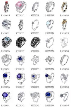 many different types of rings and their price tags are shown in this image, with the names