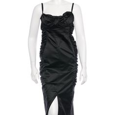 Black D&G Sleeveless Midi Dress With Narrow Adiustable Straps, Sweetheart Neck, Ruching At Sides, Bow At Bust And Zip Closure On Backside Measurements: Bust 36", Waist 28", Hip 38", Length 44” Size M Clothing Size: M Fabric: 51% Acetate, 45% Polyamide, 4% Other Fabric Ruched Midi Dress, Sleeveless Midi Dress, Sweetheart Neck, Midi Dress Sleeveless, Midi Dress, Womens Dresses, Fabric, Women Shopping, Clothes