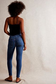 Forever flattering with your best fit in mind, these ultra-stretchy jeans from our CRVY collection are the perfect go-to pair. **Fit:** High-rise, true skinny fit **Features:** Pull-on design, mock fly waistband, four-pocket design, curve-hugging stretch denim **Why We ❤ It:** Perfect for tucking into boots or off duty with sporty sneakers, this pair has endless ways to wear. | CRVY Infinite Stretch Pull-On Skinny Jeans by We The Free at Free People in Dark Wash, Size: L Short Sporty Sneakers, Stretchy Jeans, Small Waist, Off Duty, Pocket Design, Fit In, Jeans Shop, Blue Bird, Boho Outfits