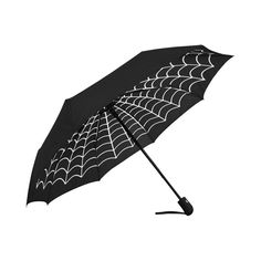 "You're gonna love this Black and White Spiderweb Umbrella! Featuring 95% anti-UV black coating and automatic open & close canopy, this umbrella can keep you cooler on hot days and keep you dry in all seasons! The underside is printed with a Spiderweb Design to compliment any goth or black and white fashion styles as an outfit accessory. This was designed with fashion in mind so you can look awesome and it will protect you against the sun with shade and from the rain but like most umbrellas it i Goth Accessories Png, Spiderweb Design, Gothic Decor Bedroom, Black And White Fashion, Rain Accessories, Goth Accessories, Kawaii Goth, Goth Home Decor