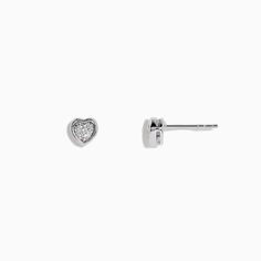 Effy 925 Sterling Silver Diamond Heart Earrings, 0.15 TCW Diamond Heart Earrings, Diamond Heart, Silver Diamonds, Heart Earrings, 925 Sterling Silver, Stud Earrings, Sterling Silver, Silver