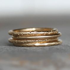 18k Gold Wedding Ring  Textured Gold Band  by LilianGinebra Timeless Gold Stackable Rings For Anniversary, Hammered Rose Gold Stackable Rings For Wedding, Wedding Stackable Hammered Rose Gold Rings, Wedding Hammered Rose Gold Stackable Rings, Heirloom Yellow Gold Stackable Rings In Recycled Gold, Timeless Gold Stackable Wedding Rings, Elegant Recycled Gold Bands For Anniversary, Rose Gold Hammered Wedding Rings, Elegant Gold Bands In Recycled Gold