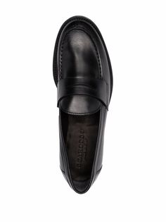 Scarosso Harper Leather Penny Loafers - Farfetch Classic Slip-on Platform Loafers With Brogue Detailing, Calf Leather Slip-ons With Textured Sole For Office, Classic Slip-ons With Rubber Sole And Flat Heel, Classic Calf Leather Slip-ons With Brogue Detailing, Business Platform Loafers With Brogue Detailing, Business Calf Leather Loafers With Round Toe, Business Loafers With Leather Lining And Flat Heel, Business Platform Loafers With Round Toe And Leather Sole, Business Almond Toe Platform Loafers With Stitched Sole