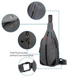 Customer Questions & Answers Q:Would a camera (such as a Canon T3) fit in this comfortably?A:Hello, our sling bag can fit your camera if its size is below 6.7*2.75*13 inch.Q:Where are the measurements of the strap (61cm/24" to 99cm/38.98") taken from? Is 38.98" the actual circumference of the sling backpack?A:Dear friend, the strap of this sling bag is adjustable, it could be adjustable from 61cm/24" to 99cm/38.98". The 38.98" is the maximum length of the strap.Q:Is the main compartment large en Gray Multifunctional Anti-theft Bag, Multifunctional Gray Anti-theft Bag, Functional Gray Anti-theft Shoulder Bag, Gray Anti-theft Shoulder Bag For Everyday Use, Gray Chest Bag With Anti-theft Pocket For Outdoor Activities, Gray Chest Bag With Anti-theft Pocket For Daily Use, Gray Functional Chest Bag For Outdoor Activities, Functional Gray Chest Bag For Outdoor Activities, Functional Gray Chest Bag For Outdoors