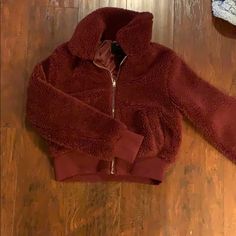 Brand New Cozy Warm Red Outerwear, Cozy Burgundy Winter Outerwear, Cozy Red Outerwear For Fall, Teddy Hoodie, Teddy Jacket, Colorful Hoodies, Lady In Red, Jackets & Coats, Jackets For Women