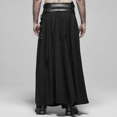 Punk Goth Men's Pant Skirt, Steampunk, Cosplay, Gothic, Medieval, Japanese Kimono Pant Skirt, Leather Belt, Chain, Harajuku Style Clothing, Men's Black Punk Pants, Gothic Pants, Steampunk Style Pant Skirt. Looking to embrace your Gothic, punk, emo, or retro style? Then our unique men’s fashion pant skirts have got you covered. Get your Gothic, punk, retro style on with these unique dark fashion pant skirts for men. • Made from high quality material these stylish and fashionable Japanese Kimono s Gothic Black Skirt For Larp, Punk Mini Skirt With Pockets, Rock Style Black Bottoms With Pockets, Black Steampunk Bottoms For Costume Party, Steampunk Black Bottoms For Costume Party, Punk Style Bottoms For Halloween Cosplay, Punk Style Halloween Cosplay Bottoms, Punk Halloween Cosplay Bottoms, Black Baggy Bottoms For Cosplay