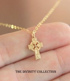 Celtic Cross Pendant Necklace Gold Filled by divinitycollection Catholic Jewelry Necklace, 14kt Gold Jewelry, Cross Necklace Women, Real Diamond Necklace, Clean Sterling Silver, Bezel Necklace, Pendant Necklace Gold, Irish Jewelry, Gold Cross Necklace