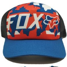 a hat with the word fox on it