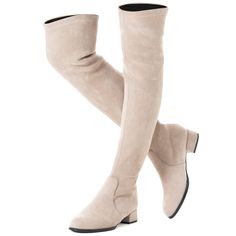 PRICES MAY VARY. Outer material type: Stretch Synthetic Suede Heel type:1 inch Flat heel Item type name: Over the Knee Boots Toe style: Round-toe Winter Boots : Wind and frost protection suede leather, fitting cold winter ,windy spring autumn. Mtzyoa Women Flat Over The Knee Boots Low Heel Suede Cream Block Chunky Pointed Toe Above Long OTK Flat Over The Knee Boots, Beige Suede Boots, Cream Flats, Heel Boot, Grey Boots, Block Heel Boots, Heel Type, Suede Heels, Thigh High