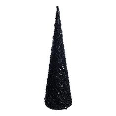 a black cone shaped christmas tree on a white background