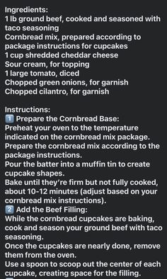 the instructions for cooking and baking cookies on a black background with white text that reads,