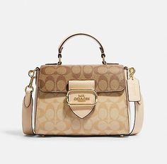 Find ideas๏ฟฝand inspiration for NWT Coach Morgan Top Handle Satchel In Blocked Signature Canvas CH314, Womens Bags Handbags Coach, Ladies Handbags, Signature Canvas, Bags Designer Fashion, Backpack Purse, Women's Bags, Leather Handle, Coach Handbags, Smooth Leather