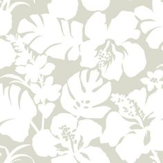 a white flower pattern on a gray wallpaper with grey and white flowers in the background