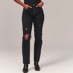 Extra Short Length Edgy Jeans For Everyday Wear, Black High Rise Jeans For Everyday, Everyday Black High Rise Jeans, Everyday Fitted Distressed Jeans, Fitted Distressed Jeans For Everyday Wear, Everyday Fitted Ripped Jeans, Black High Rise Relaxed Fit Jeans, Ripped Fitted Jeans For Everyday Wear, Fitted Mid-rise Washed Black Jeans