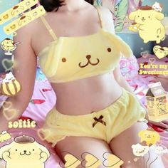 Kawaii Pajamas, Tube Top Bra, Soft Pajamas, Cute Lingerie, 90s Grunge, Crop Top And Shorts, Stylish Clothes For Women, 여자 패션, Soft Girl