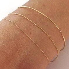 "Thin Gold Bangles ✮ Inside Diameter: 2.5\" ✮ Heavy Gold Plate ✮ Made in U.S.A." Arm Ring, Body Chains, Gold Bracelets, Silk Cord, Cord Bracelets, Gold Engagement, Dainty Jewelry, Ring Wedding, Pink Tourmaline