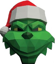 an origami monkey wearing a santa hat and looking angry with his eyes wide open