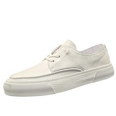 Gender: Men Type: Sneakers Main Materials: Cowhide Insole: Pigskin Sole: Rubber Type of Closure: Slip-on Style: Daily, Casual, Fashion Season: Spring, Summer, Autumn Heel Height: Low (1-3 cm) White Leather Lace-up Shoes With Textured Sole, Casual White High-top Leather Shoes, White Lace-up Leather Shoes With Stitched Sole, White Casual Lace-up Shoes With Leather Sole, Casual White Lace-up Shoes With Leather Sole, White Leather Shoes With Textured Sole And Lace-up, Leather Slip-on Skate Shoes With Rubber Sole, White Lace-up Leather Shoes With Textured Sole, Leather Slip-on Skate Shoes With White Sole