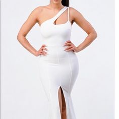 Thus Dress Is Really Nice And Great For Any Occasion Chic White One-shoulder Dress For Prom, Chic White One-shoulder Prom Dress, Chic White One Shoulder Prom Dress, White Bodycon Dress For Spring Prom, White Bodycon Prom Dress For Spring, White Sleeveless One-shoulder Dress For Prom, White Sleeveless One Shoulder Dress For Prom, White Sleeveless One-shoulder Prom Dress, White One-shoulder Maxi Dress For Night Out