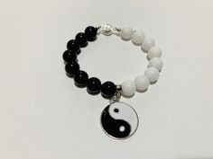 Yin Yang charm bracelet Casual Jewelry Bracelet For Meditation, Casual Round Hypoallergenic Jewelry, Casual Hypoallergenic Jewelry, Casual Charm Bracelet With 8mm Beads As Gift, Casual Silver Charm Bracelet, Casual Round Charm Bracelet As Gift, White Hypoallergenic Casual Charm Bracelet, Hypoallergenic White Casual Charm Bracelet, Casual Hypoallergenic Bracelet Jewelry