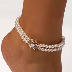 New In Original (Unopened) Packaging. Anklets Can Be Dressy And Classic And Here's The Proof! Faux Pearls And Czs Adorn This One. Msrp $14.97 Usd Pearl Ankle Bracelet, Elegant Anklet, Ankle Bracelets Diy, Handmade Rakhi, Pearl Anklet, Black Beaded Bracelets, Swarovski Beads, Classic Bracelets, Jewelry Black