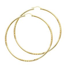 High quality fashion earrings jewelry. 100% genuine solid 14k gold. Great Womens and Mens gift for any occasion. 14k Big Round Large Diamond Cut Satin Finish Hoop Earrings French Lock Yellow Gold Solid 65mm x 2mm Gender: unisex.  Age Group: adult. Plain Earrings, Hoop Earrings Large, Earrings Large, Large Hoop Earrings, Big Earrings, Gold Hoops, Gold Hoop, Gold Hoop Earrings, Diamond Cut