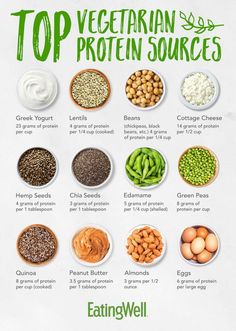 the top vegetarian protein sources are shown in this poster