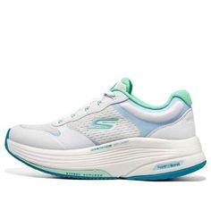 (WMNS) Skechers Go Walk Distance Walker 'White Aqua' 125130-WAQ White Walking Sneakers With Air Cushioning, White Air-cushioned Sneakers For Walking, White Running Shoes With Air Cushioning For Walking, Casual White Running Shoes For Walking, White Lace-up Sneakers For Walking, White Synthetic Sneakers For Walking, White Sneakers With Round Toe For Walking, White Round Toe Walking Sneakers, White Round Toe Sneakers For Walking